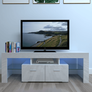 Mobile TV LED Bianco per Casa e Hotel, Personalizzabile, Decorazione Domestica con Due Cassetti, Console e Supporto TV - Product Image 2