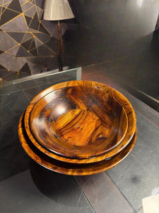 Ensemble de bols en bois massif, grands bols faits à la main, écologiques, pour la cuisine, la table à manger, les salades, les soupes, les collations, le service à table - Product Image 3