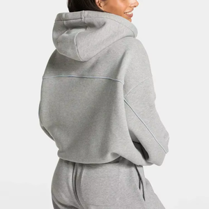 Sweat à capuche surdimensionné pour femme en coton épais 100 % avec logo personnalisé, confortable en polaire, à capuche contrastante - Product Image 6