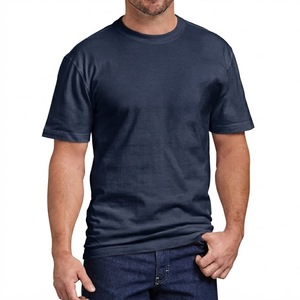 T-shirt à manches courtes bleu marine pour homme, 100% coton, coupe classique, col rond, couleur unie, jersey décontracté, t-shirt uni - Product Image 1