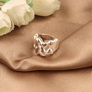 Heart Shape Punk Style 18k Silver Plated Brass <b>Adjustable</b> <b>Ring</b> for Women Unisex Engagement Anniversary Fashion Jewelry Mode - Product Image 2