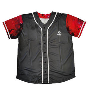 Maillot de baseball à motif floral en polyester premium entièrement personnalisé avec ourlet arrondi, imprimé noir et bleu - Product Image 4