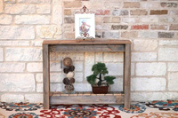 Console rustique en bois massif avec étagère de rangement, finition antique faite à la main, meuble de salon, décoration d'entrée