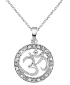 Collar con colgante Diamond Om Symbol 18 "(1/10 CT. T. W.) en plata de ley o plata de ley y chapado en oro de 14k | Macy's - Product Image 1