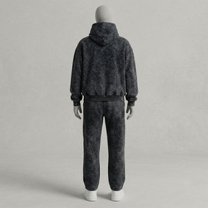 Conjunto Unisex de Sudadera con Capucha y Pantalones de Felpa Teñida, Color Sólido, Corte Holgado, para Todas las Temporadas - Product Image 2