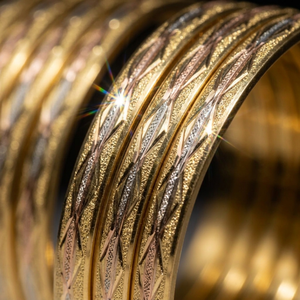 ORO-Z High Quality Elegant Three Tone Plated Interwoven Wave Pattern <b>Bangles</b> for Women Fashion Jewelry Accessory Party - Product Image 4