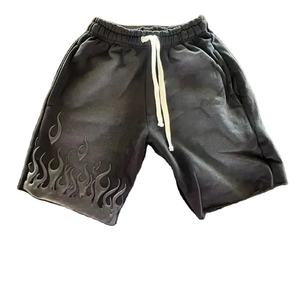 Unisex High Street Vintage Sweat <b>Shorts</b> for Men 100% Cotton Quick Dry <b>Pockets</b> Raw Hem Eco-friendly Hip Hop Print Multi-Colors - Product Image 1