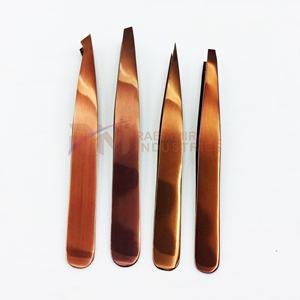Pince à épiler professionnelle en or rose pour sourcils, 4 styles de pointes différents, en acier inoxydable, logo personnalisé, pince à épiler de beauté - Product Image 1