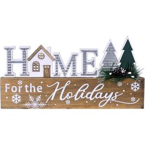 Letreros de Madera Navideños para el Hogar, Bloques Decorativos de Navidad, Letrero Decorativo con Copos de Nieve y Pinos, Decoración Navideña - Product Image 1