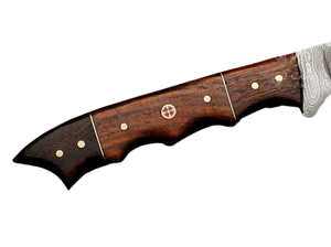 12 Inches Hand-Forged Damascus Steel Fillet Knife | Custom Wooden Handle Hunting Knife with Brass Pins - Product Image 4