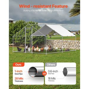 Grande Pollaio in Metallo con Tetto a Spiovente 9.8x13.1x6.5 ft, con Recinto e Chiusura di Sicurezza, Copertura per Area Esterna delle Galline - Product Image 2