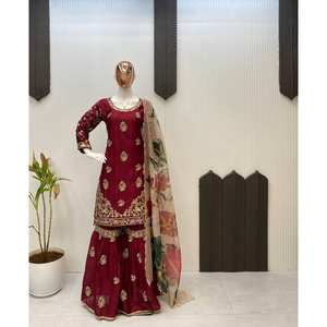 Conjunto de Top y fondo de mujer de diseñador con Dupatta para ropa de fiesta - Product Image 1