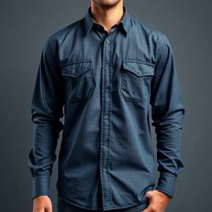 Chemise utilitaire à manches longues pour homme en tissu sergé, vêtement de travail décontracté personnalisé - Product Image 3
