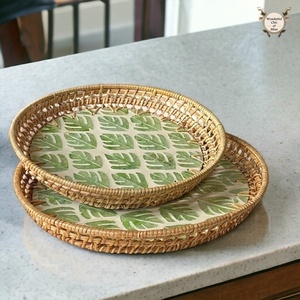 ถาดเสิร์ฟอาหารทำจากหวายธรรมชาติทอจากเวียดนามถาดใส่ผลไม้ตกแต่งอาหารถาดชาโมเสกถาดไม้ไผ่เสิร์ฟของขวัญที่บ้าน - Product Image 6
