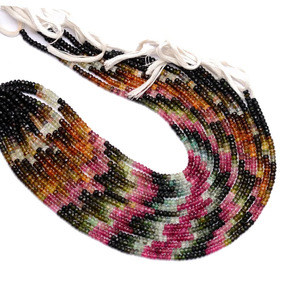 Perles rondes micro-facettées en tourmaline AAA+ 4 mm, tourmaline naturelle multicolore, pierres semi-précieuses, coupées à la main, perles en vrac pour bijoux - Product Image 3