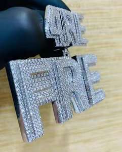 Colgante Personalizado con Letras ARE en Moissanita, Estilo Diamante VVS, Joyería Hip Hop de Lujo, Cadena con Nombre - Product Image 4