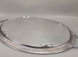 Luxury <b>Silver</b> Finish Hammered Metal Decorative Display Tray with Dual Handles for Jewelry Storage Vanity Organizer <b>Coffee</b> <b>Table</b> - Product Image 6