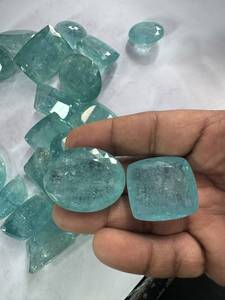 TASBIYA GEMS Aguamarina Natural 30-100 Quilates, Corte Esmeralda/Ovalado/Pera, Certificación de Terceros, Gemas Sueltas Pulimentadas para Joyería - Product Image 1