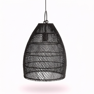 Lámpara colgante de ratán negro tejido a mano, lámpara de techo artesanal de Bali para decoración de interiores de sala de estar, marca Tya Loka Wood And Soul - Product Image 1