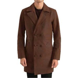 Chaqueta de Motociclista de Cuero Genuino Marrón, Elegante, Duradera, de Primera Calidad, Informal, para Hombre, con Logotipo Frontal, para Otoño - Product Image 3