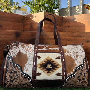 กระเป๋าหนังแท้ขนาดใหญ่สำหรับเดินทางกระเป๋าหนังใบใหญ่กระเป๋าเดินทางสไตล์โบฮีเมียนกระเป๋าแบบตะวันตกของ aztec - Product Image 3