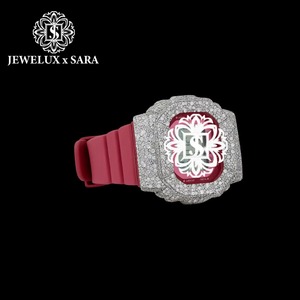 นาฬิกาข้อมือสายยางสีแดงดีไซน์หรูหรา ประดับเพชร คุณภาพส่งออก เหมาะสำหรับงานปาร์ตี้ ใส่ทำงาน กิจกรรมกลางแจ้ง และเป็นของขวัญ - Product Image 2