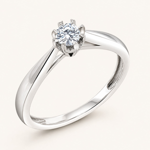Anillo Solitario con Diamante Real de 0.10 Quilates, Corte Redondo, Diseño Clásico |   Elegante Anillo de Compromiso, Joyería Fina, Regalo para Mujer - Product Image 1