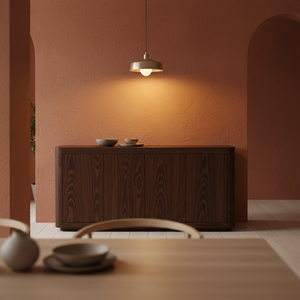 ตู้ไซด์บอร์ด 4 บาน รุ่น Soft Edge ทำจาก MDF ทันสมัย พร้อมผิวไม้โอ๊คแท้ กันน้ำได้ - Product Image 3