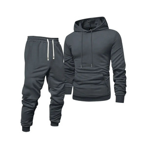 Conjunto Deportivo para Hombre, Color Gris Oscuro, con Capucha, Transpirable, de Manga Corta, Sudadera Informal y Pantalones Deportivos con Cintura Elástica para Verano - Product Image 1