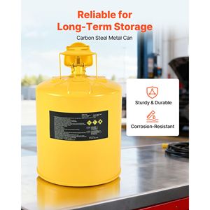 Bidon de sécurité jaune en acier inoxydable de 5 gallons de type I avec pare-flammes et couvercle auto-fermant pour diesel - Product Image 3