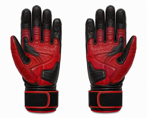 Gants de moto en cuir Dumela de haute qualité, rayés rouge et noir, doublure en coton, longueur poignet, respirants, sportifs, pour l'extérieur, quatre saisons - Product Image 2