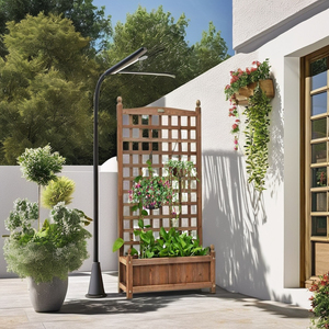 Jardinera elevada de madera con enrejado para exterior, caja de plantación vertical para flores con paneles de celosía y jardinera para patio - Product Image 6