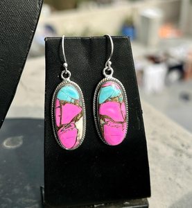 Pendientes Colgantes de Algodón de Azúcar Turquesa, Plata de Ley 925, Joyería Boho Hecha a Mano con Piedras Preciosas, Regalo para Mujer - Product Image 5