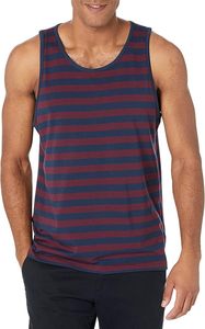 Men's Striped Sleeveless Tank Top Cotton-Poly Blend Regular Fit O-Neck Knitted Casual Muscle <b>Vest</b> Lightweight Jersey Fabric - Product Image 6