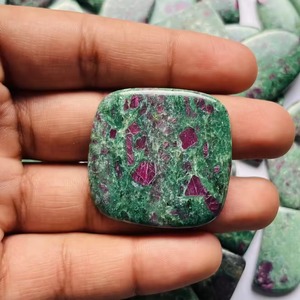 Cabujones - Cabujón de Rubí en Fuchsite (India) Cabujones de Rubí Fuchsite Piedras Preciosas Sueltas para Joyería - Product Image 2