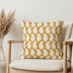 Indigo Mango Buta Design Block Printed Chair Pillow <b>Cover</b> Removable Lightweight Printed 20x20 Indoor Decor Printed Pillowslip - Product Image 2