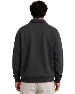 Sweat-shirt à col zippé surdimensionné pour homme, noir charbon, en molleton à manches longues, style streetwear décontracté, en coton épais personnalisé - Product Image 2