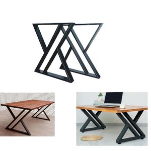 Pieds de table en métal en forme de Z robustes avec patins de nivellement réglables et vis pour tables à manger, tables basses et tables de bureau - Product Image 1