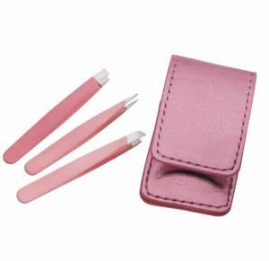 Ensemble de pinces à épiler pour sourcils de qualité supérieure, 3 pièces, couleur rose, pinces à épiler pour sourcils avec revêtement, instruments de beauté - Product Image 1