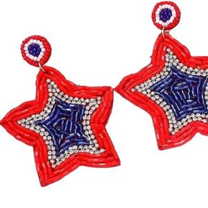 Elegant Festive Dangle <b>Earrings</b> Stylish Geometric Beaded Handmade Accessory At Best Price - Product Image 4