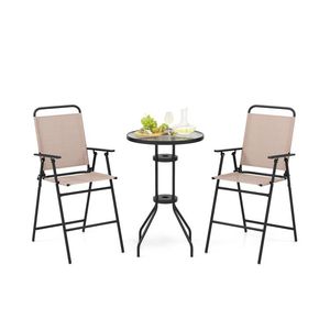 Ensemble bistrot d'extérieur 3 pièces avec 2 chaises pliantes pour usage en jardin - Product Image 1