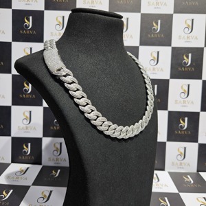 925 Sterling Silver Moissanite Cuban Link <b>Chain</b> Necklace <b>Iced</b> <b>Out</b> Hip Hop Statement Necklace Rhodium Plated Unisex Jewelry - Product Image 4