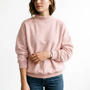 Sweat-shirt oversize en molleton brossé à col montant pour femme, finition douce de qualité supérieure, fabricant en gros de marques privées - Product Image 1