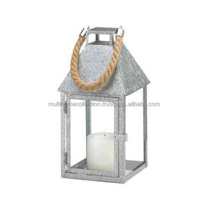 Linterna de vela galvanizada para granja Industrial Deco al por mayor linterna de Metal rústico para Navidad decoración de Halloween - Product Image 1