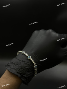 Pulsera de tenis de lujo de plata 925 con moissanita tallada, diseño floral, chapada en rodio, engaste hecho a mano, moderna, para mujer, uso diario - Product Image 1