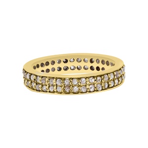 Anillo de Eternidad de Doble Hilera de Diamantes Naturales Chapado en Oro Amarillo sobre Plata de Ley 925 al por Mayor, Joyas Memoria - Product Image 2