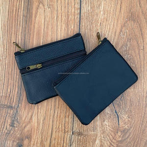 Nouveau personnalisé deux Zip pochette en cuir véritable femmes Mini en cuir véritable personnalisé porte-monnaie petit portefeuille porte-carte de crédit étuis - Product Image 5