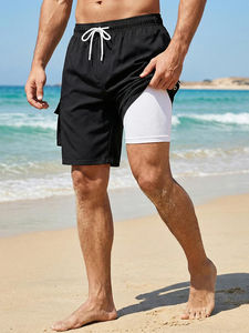 Men's 2-in-1 Beach <b>Shorts</b> with Cargo Side Pockets Summer Casual Quick Dry <b>Board</b> <b>Shorts</b> <b>Swim</b> <b>Trunks</b> Beachwear Swimwear Swimsuit - Product Image 6