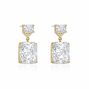 Lab Created Diamond 14K Solid Gold Dual Tone <b>Drop</b> <b>Earrings</b> Diamond <b>Earrings</b> <b>Drop</b> <b>Earrings</b> For Women Dangle <b>Bridal</b> Luxury Jewelry - Product Image 3