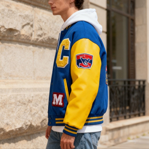 MOQ 10 OEM Men Varsity <b>Jacket</b> Leather Sleeve Letterman Baseball <b>Jacket</b> Custom College Streetwear - Product Image 4